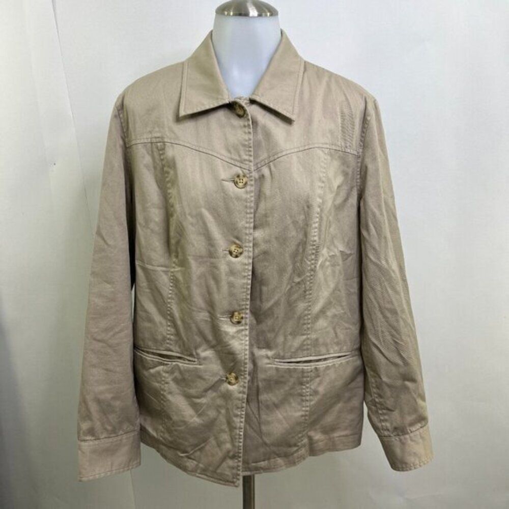 Duluth Trading Co Jacket M‎ Khaki Cotton Work Chore Barn Coat Blazer Jacket Tan